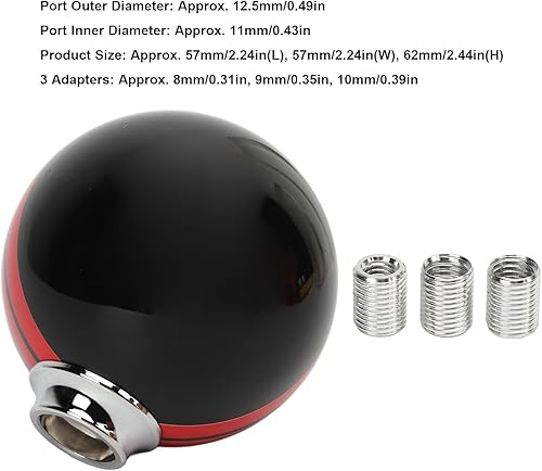 Miniatura 3 de Fydun Pomo de palanca de cambios de bola redonda de 5 velocidades, perilla de palanca de cambios manual para 1967 a 2018 (negro rojo)