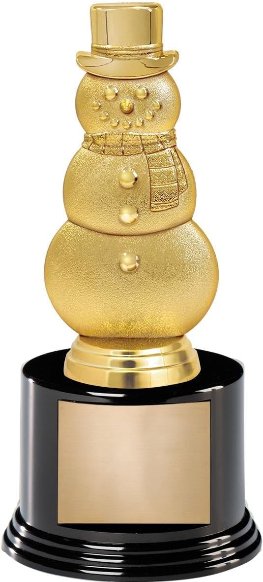 7" Snowman Award On Round Trophy Base