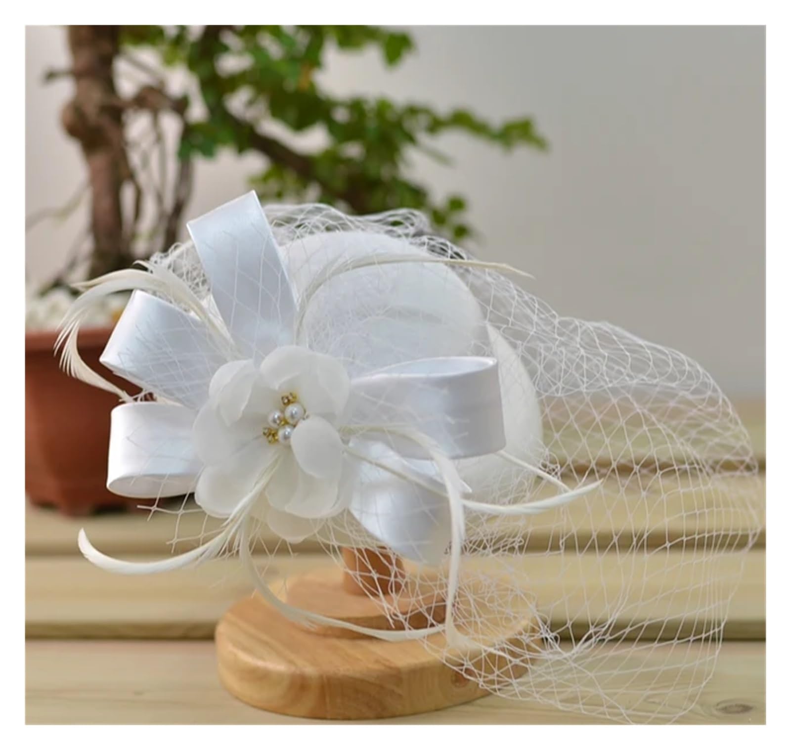 UALXPAO Wedding Hats Bow Knot Flower Bridal Hat Weddings For Bride Cap Church Womens Party Headwear for Tea Party,Weddings(White)