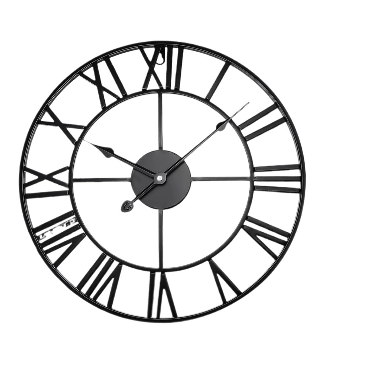 DJSKLDF Wall clock GARDEN WALL CLOCK ROMAN LARGE INDOOR OUTDOOR NUMERALS GIANT OPEN FACE METAL 60CM