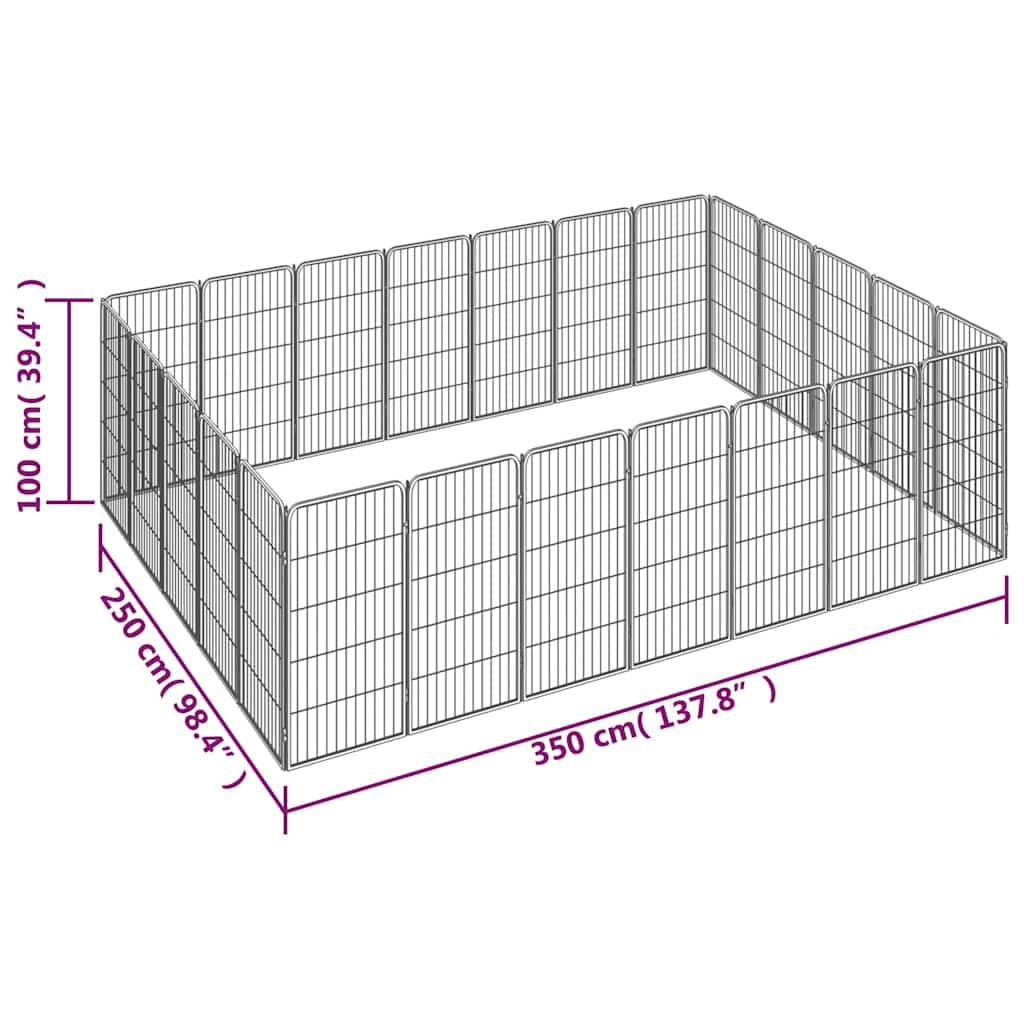 Recinto Cane Modulare Nero 24 Pannelli 350x250x100 cm