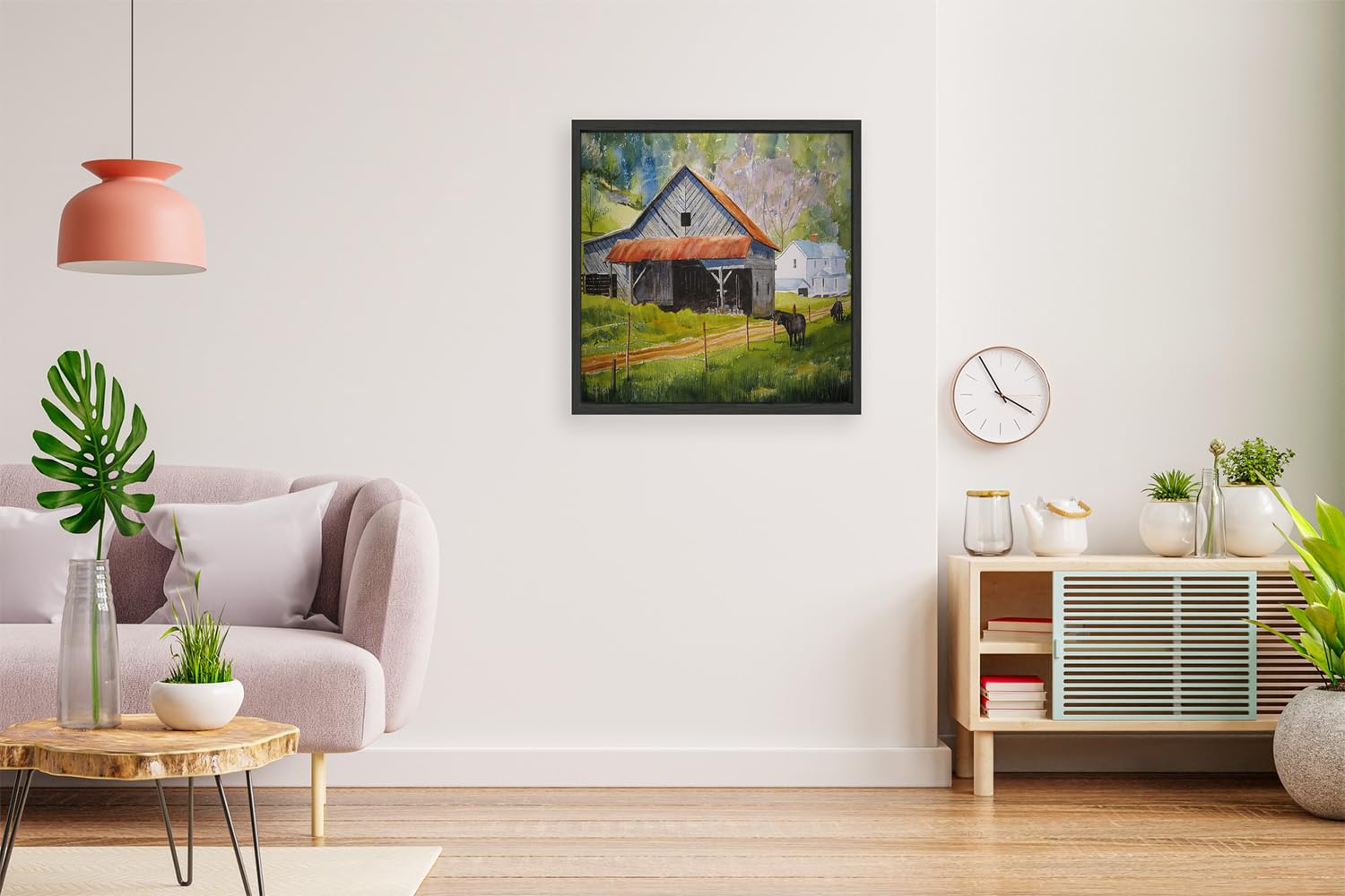 VERRE ART Printed Framed Canvas Painting for Home Decor Office Wall Studio Wall Living Room Decoration (14x14inch Black Floater) - Boone Farm