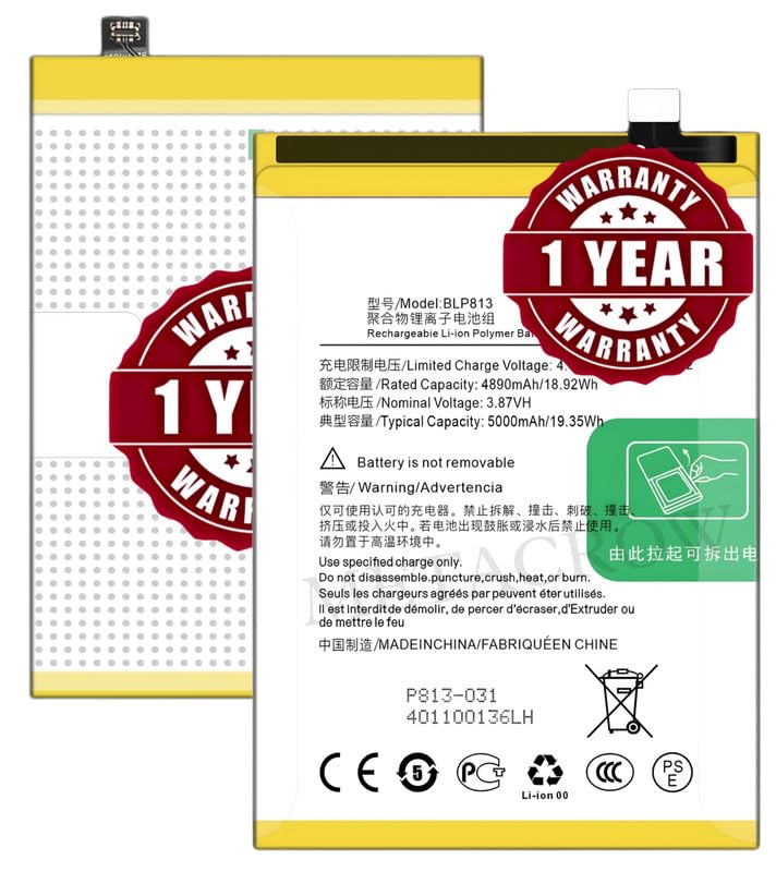 Image of Original BLP813 Battery Compatible for OnePlus Nord N100 (BE2011, BE2012, BE2013, BE2015) - (5000mAh) - 1 Year Warranty JK10