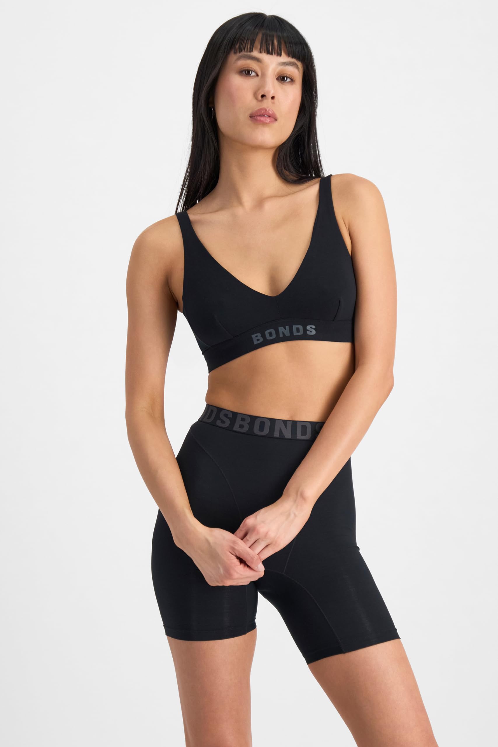 Bonds Womens Anti-Chafing Bralette Bra, Chafe Off Bralette, Viscose/Bamboo Moisture-Wicking Plunge Bra for Women: X-Large Black