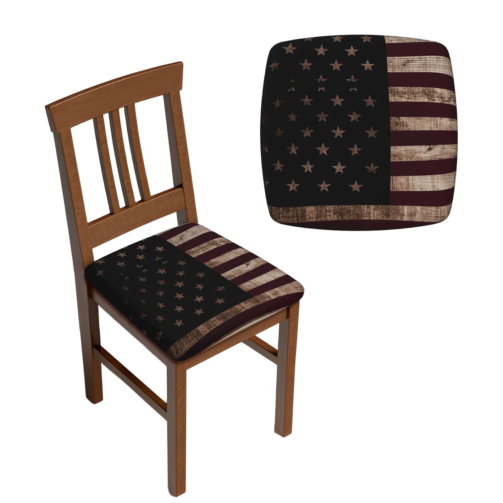 NONHAI 4PCS Dining Chair Seat Covers Set American Flag and Baseball bat Stretch Removable Chairs Covers Washable Seat Cushion Slipcovers Protector for Dining Room Kitchen Chairs