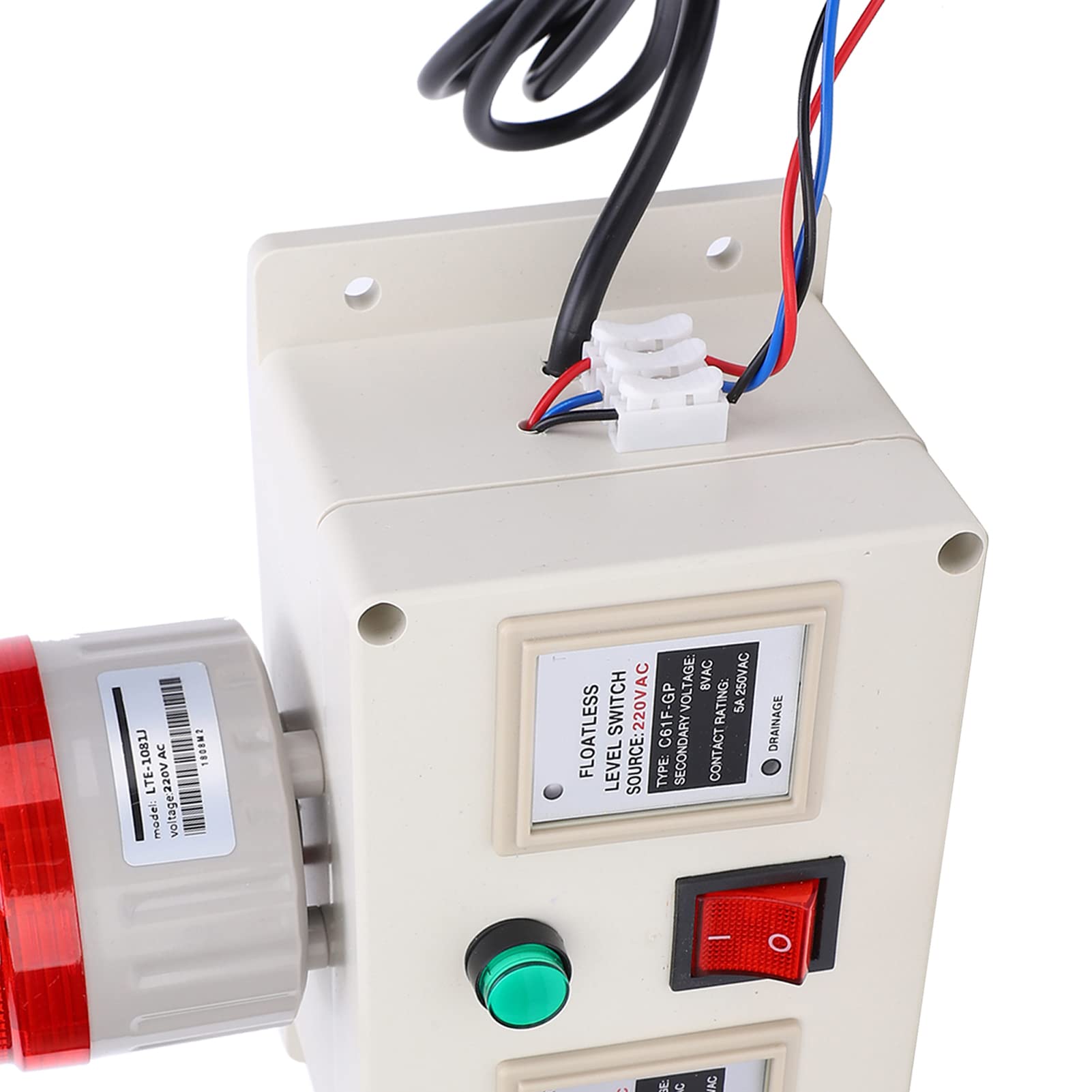 Alarma de Nivel de Agua de Acero Inoxidable 90-105dB Detectores de Líquido Ajustables con Botón de Silencio y Orejas de Montaje para Tanque de Agua, Piscina, Sumidero