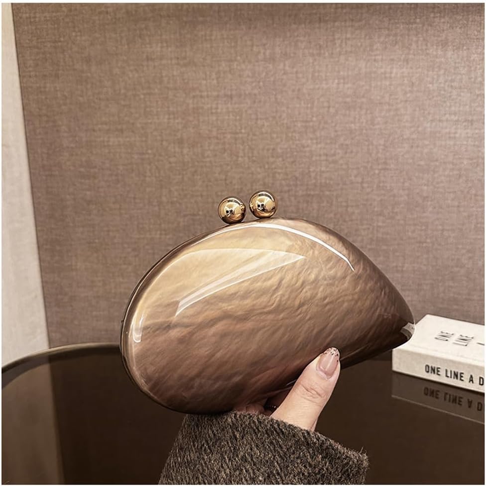 Acrylic Shell Shaped Bag Luxury Marble Clutch Evening Purses for Women Glitter Handbag for Wedding Cocktail Party Prom - Image 4