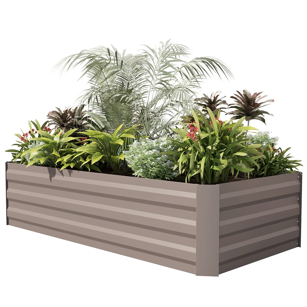 BIRASIL Outdoor Galvanized Raised Beds, Steel Garden Boxes for Flower