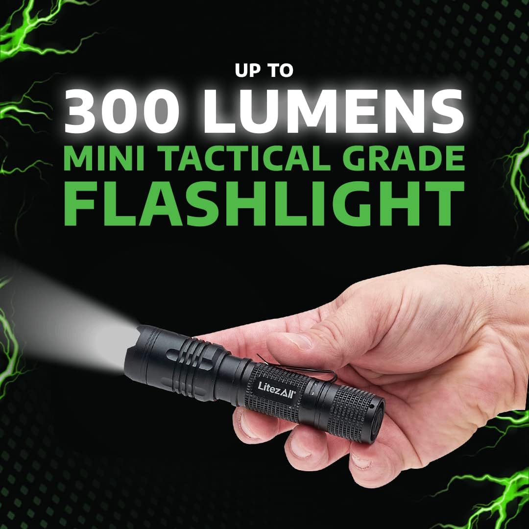 LitezAll 400 Lumen Tactical Flashlight, Compact LED Flashlight with Pocket Clip, Aerospace Aluminum Body, IPX2 Weather Resistant, Everyday Carry Flashlight for Outdoor, Work, and Emergency Use