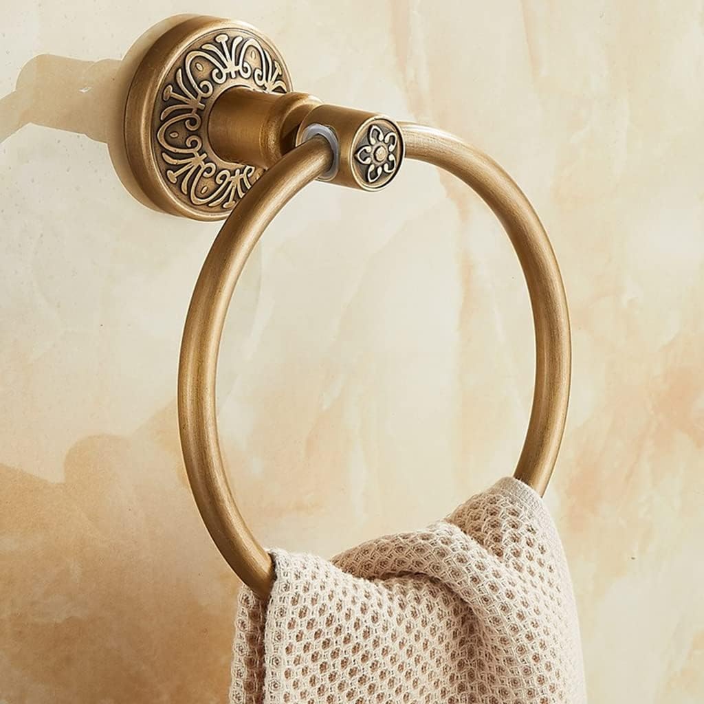 LSLYTQ Solid Aluminium Wall-Mounted Round Antique Brass Color Towel Ring, New Bathroom Towel Holder, Towel Rack for Bathroom Accessories