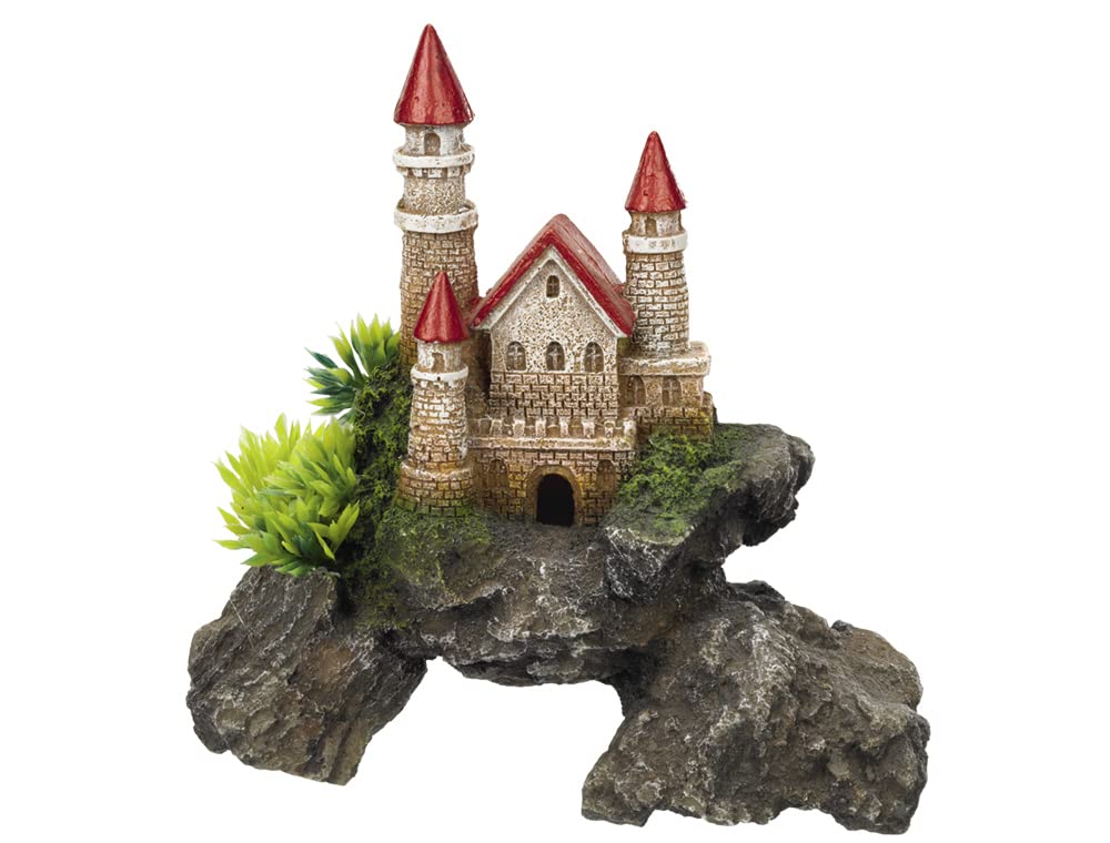 Nobby Aqua Ornaments Castle with Plants, 15.5 x 8 x 15.5 cm, Pack of 1