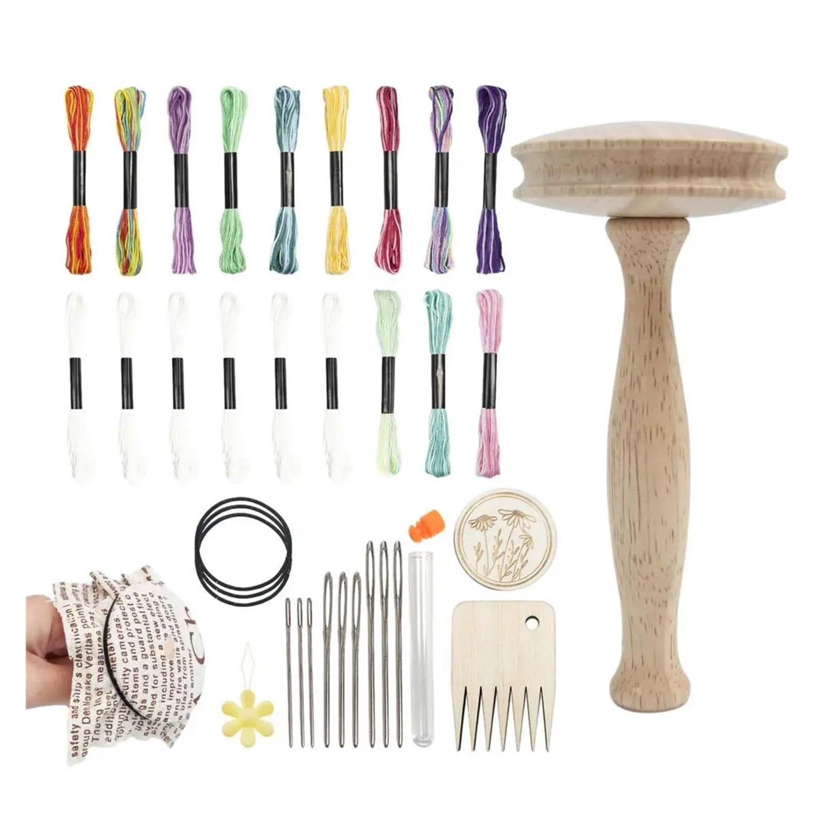 Kit de zurcir calcetines con seta de madera desmontable, juego de herramientas de reparación de costura for reparar agujeros en calcetines, suéteres y ropa(C)