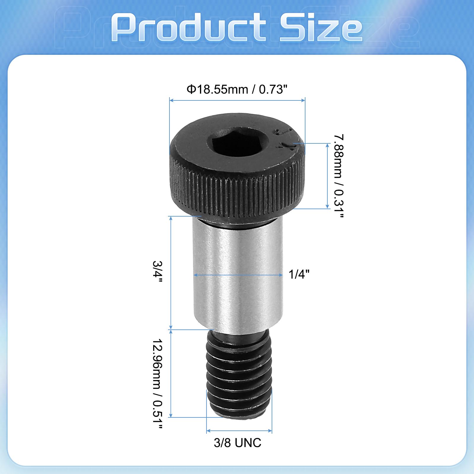 QUARKZMAN Vis À Tête Hexagonale Creuse En Acier Allié Pour Épaulement, Longueur D'Épaulement 3/4", Diamètre D'Épaulement 1/2", Filetage 3/8, 10pcs