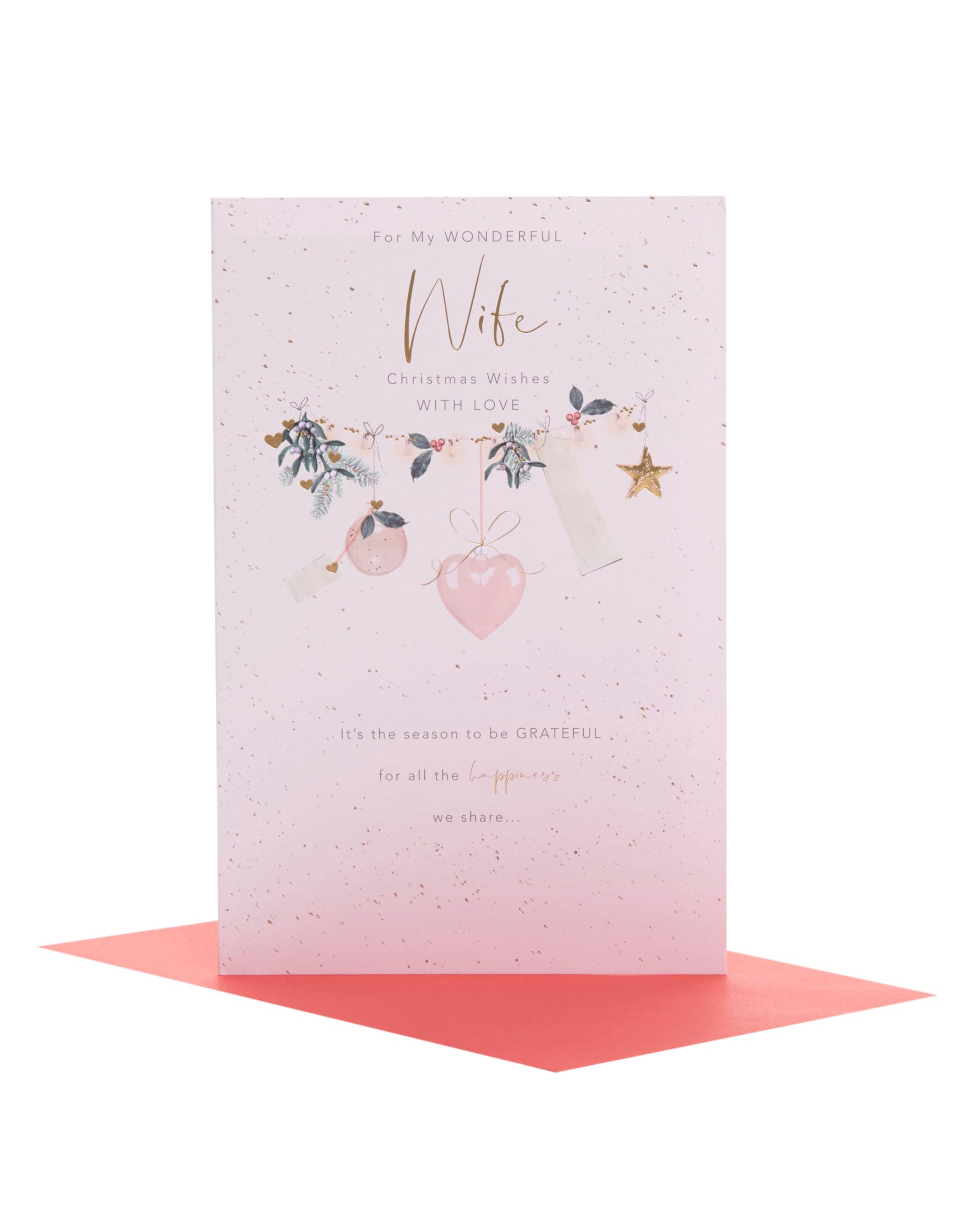 UK Greetings Christmas Card for Wife - Light Design