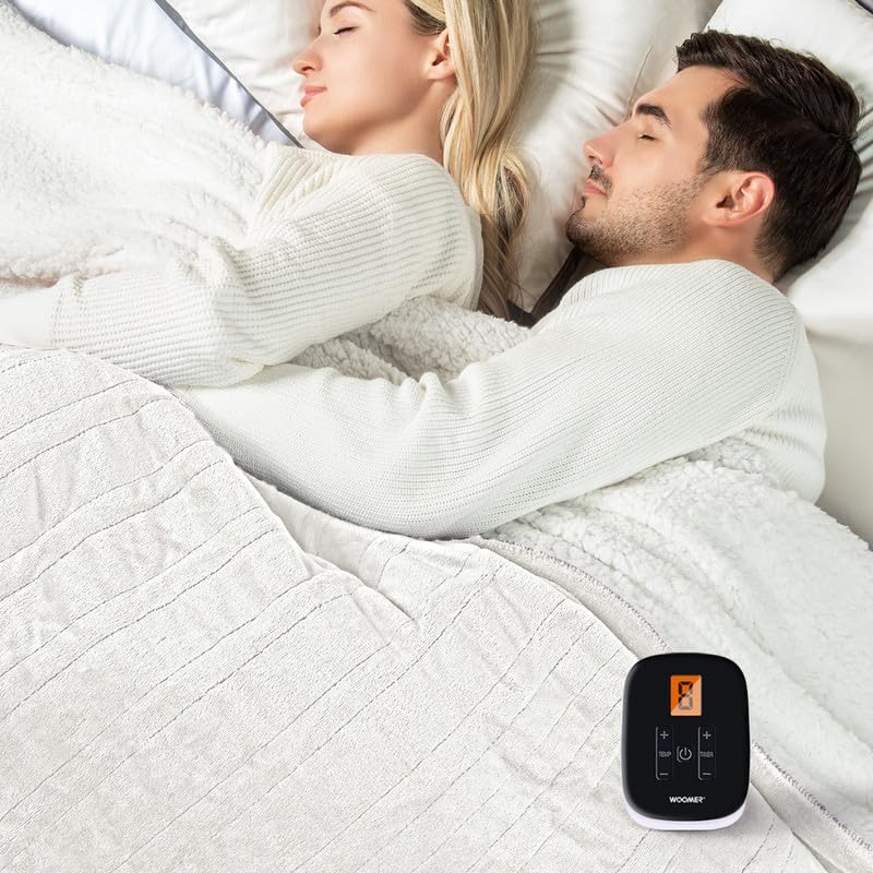 WOOMER Heated Electric Blanket Full Size 77"x 84" Soft Flannel Fast Heating Blanket with Multi-Color Option, 10 Heating Levels & 0.5-12H Auto Off, Over-Heat Protection