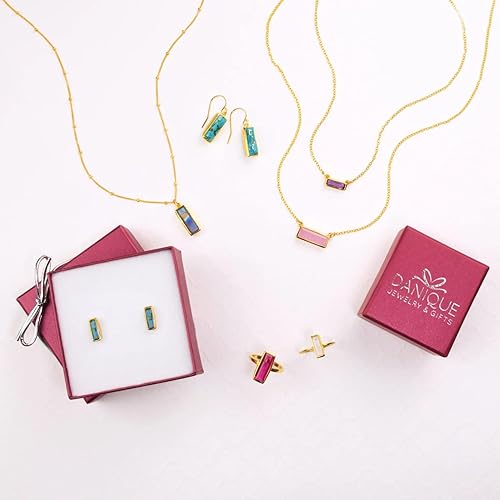 Miniatura 7 de Adira Series Horizontal Gemstone Bar Necklace, Personalized with Name or Birthdate, Custom Birthstone Necklace (Alexandrite)