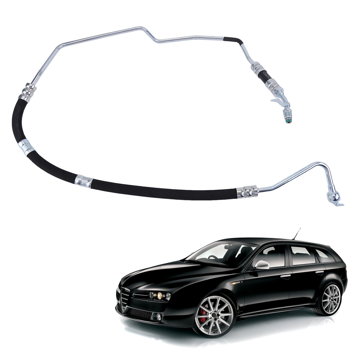 LICHENGTAI Tubo Servosterzo Compatibile con Alfa Romeo 159 1.9 JTDM 16V, Tubo Idraulico, Nero, Gomma, 1 Unità