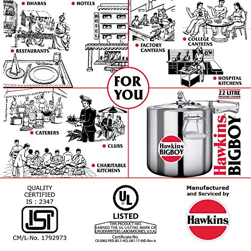 Hawkins Bigboy Aluminum Pressure Cooker, 22 Litres by HAWKINS - Image 6