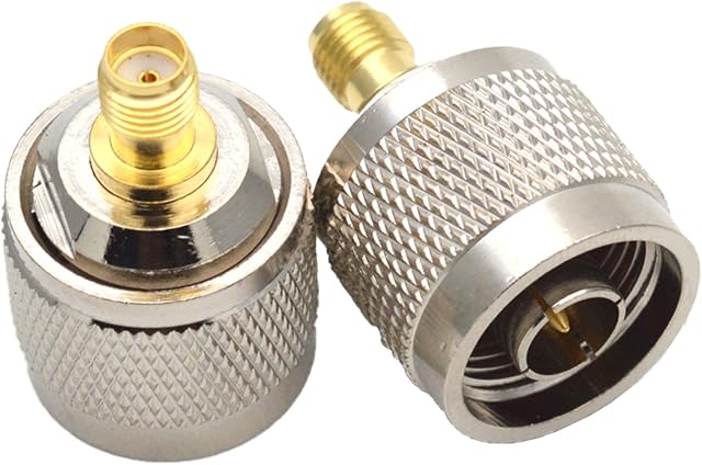 Adapter N Type Adapter SMA Female to N Type Male Crimp N Connector Connector Hf Adapter Male to N Type Female Hf for Wi-Fi Antenna Cable WLAN Wireless WiFi Router (Pack of 2)
