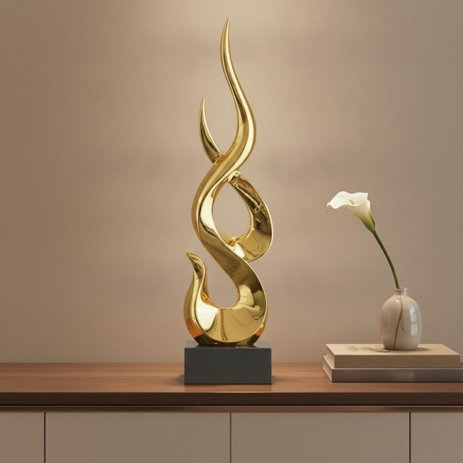 Scultura Moderna Scultura con Base Minimalista Ornamento da Tavolo per Amanti Del Design, Collezionisti, Soggiorno, Argento, Piccolo
