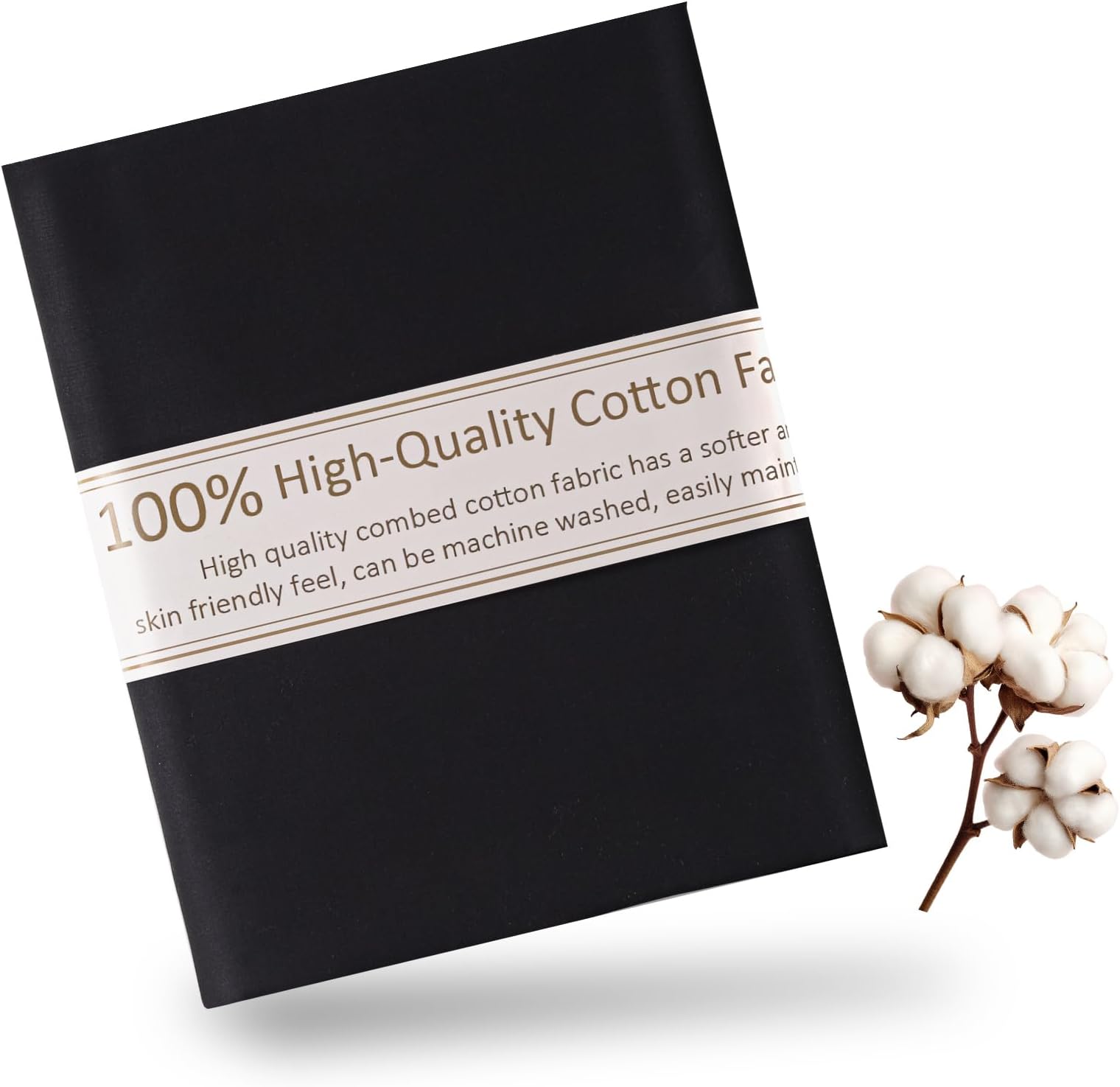 Black Cotton Fabric for Sewing 59 Inch Wide Natural 100% Cotton Poplin Fabric by The Yard Soft Embroidery Cotton Material Apparel Cloth (Black, 1 Yard)