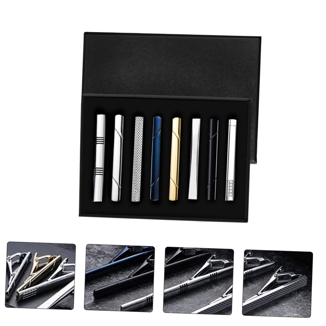 8piezas Clips Para Corbata De Cobre Accesorios Elegantes Para Hombres Fijos y Seguros Para Trajes y Uso Diario