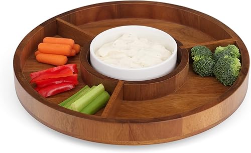 Miniatura 2 de Nambe Duets Collection Lazy Susan, organizador dividido, bandeja para servir, plato Crudité, cocina, comedor, exhibición y almacenamiento de