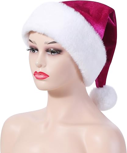 Miniatura 5 de Sombrero de Papá Noel, Sombrero de Navidad de terciopelo unisex para adultos, suministros de Navidad para fiestas de Año Nuevo