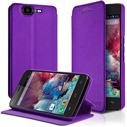 KARYLAX Seluxion - Housse Coque Etui à Rabat latéral Fonction Support Couleur Violet pour Wiko Highway + Film de Protection …