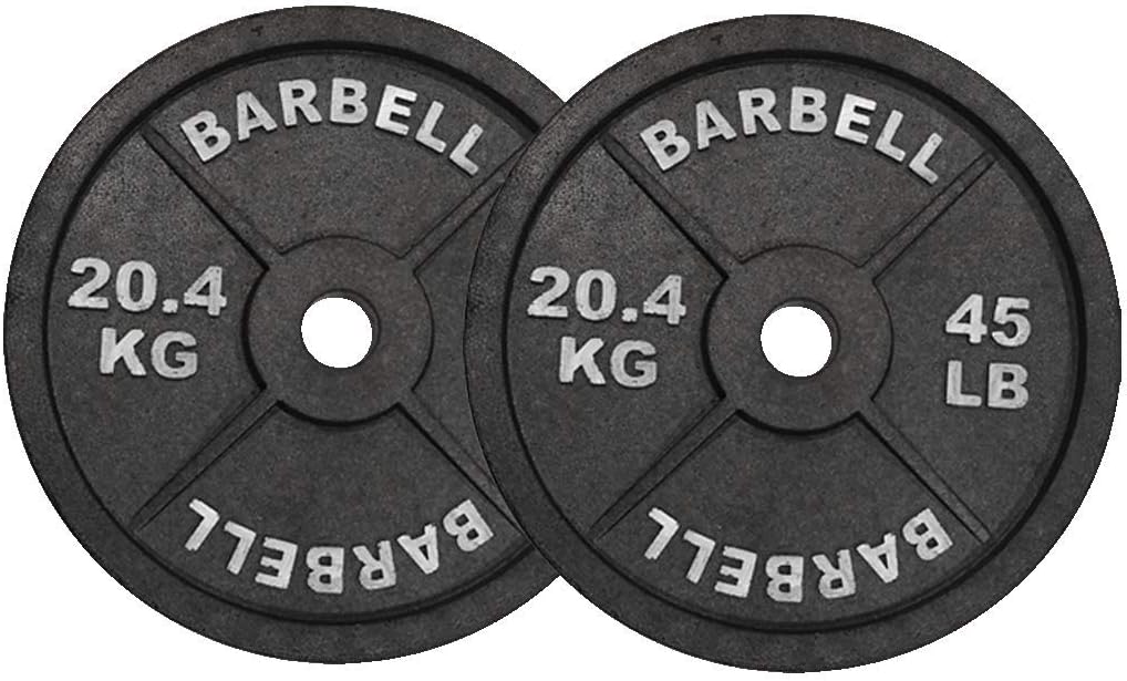 Fake 45lb Olympic Weight Plates (1 Pair) – Lightweight Replica Barbell Plates for Trade Show Exhibit Display Vendor Advertising, Retail Merchandising, Gym Photo Props – Olympic Style 2” Sleeve – Barbell Bar Sold Separate