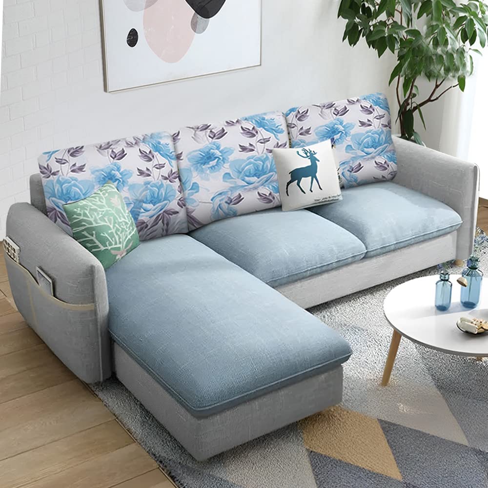 Casaliving Andon 4 Seater L Shape Sofa Set for Living Room (Light Blue Grey) Left Side Sofa