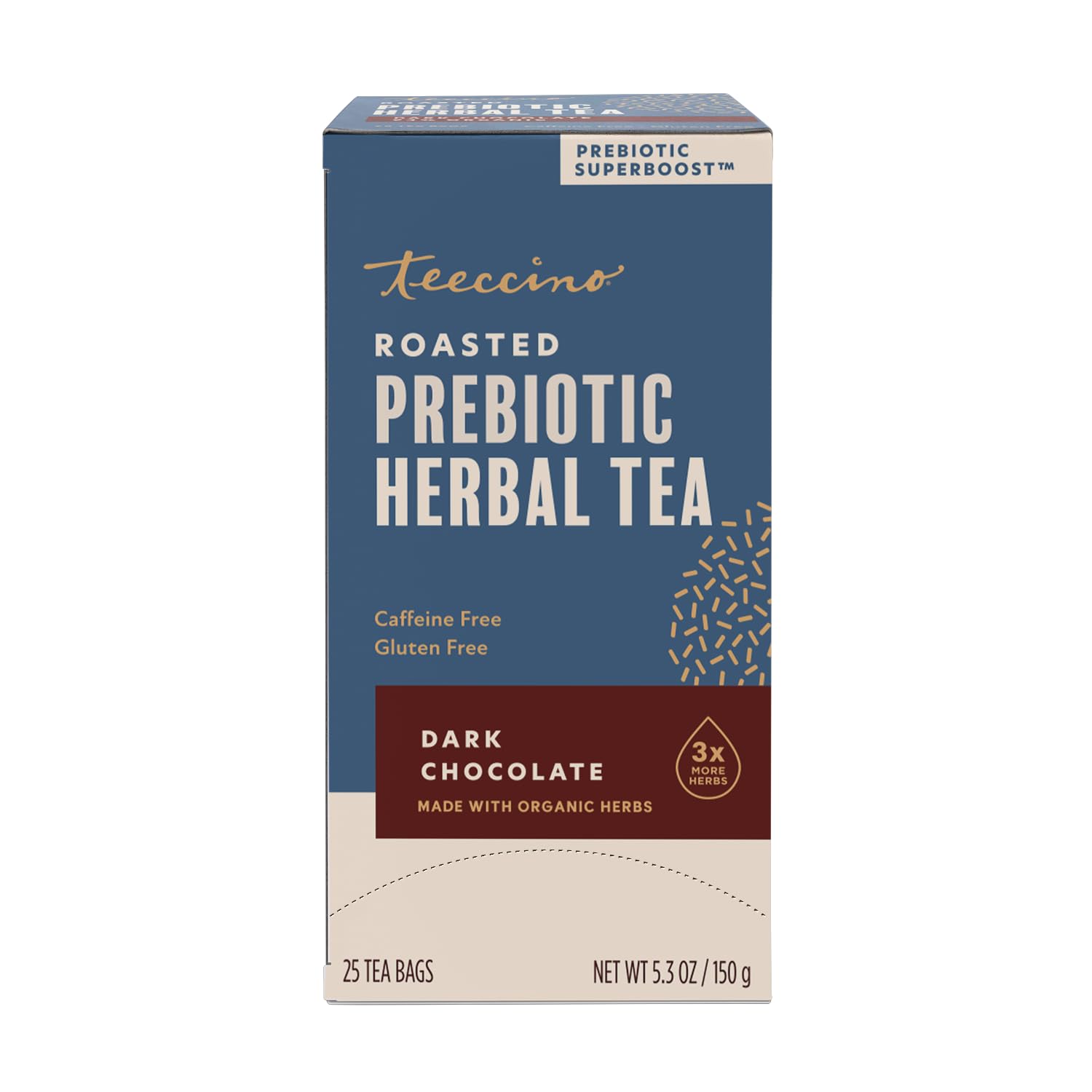 Teeccino Zartbitterschokolade - Präbiotischer Superschub - Kräutertee - Unterstützen Sie Ihre Probiotika mit Präbiotika für eine gute Darmgesundheit und Regelmäßigkeit, 25 Teebeutel
