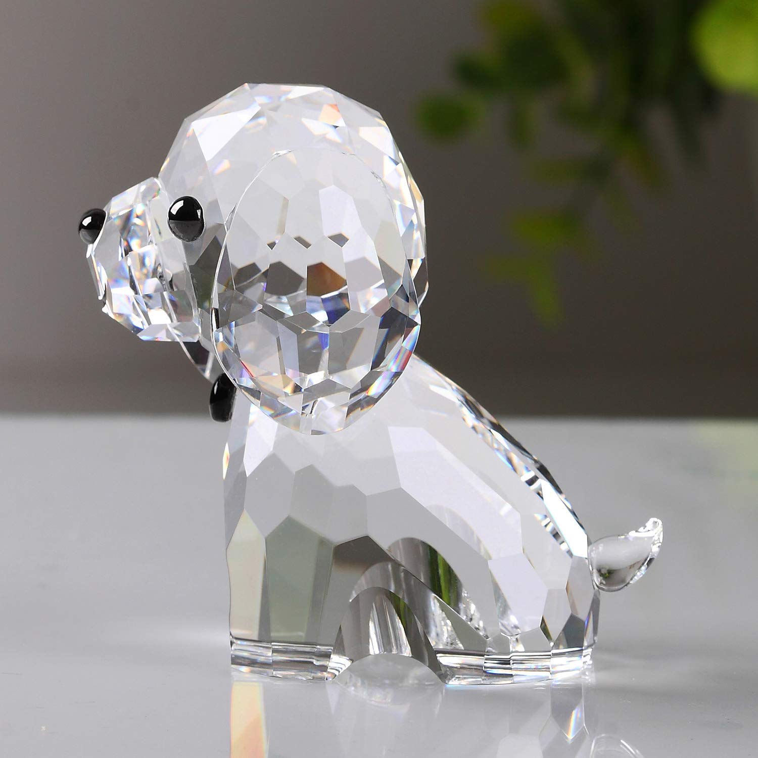 DOJOZ Crystal Dog Puppy Cute Figurine Collection Animal Collectible Ornament Beautifully Lovely Valentines Day Sweet Gifts (White) - Image 2