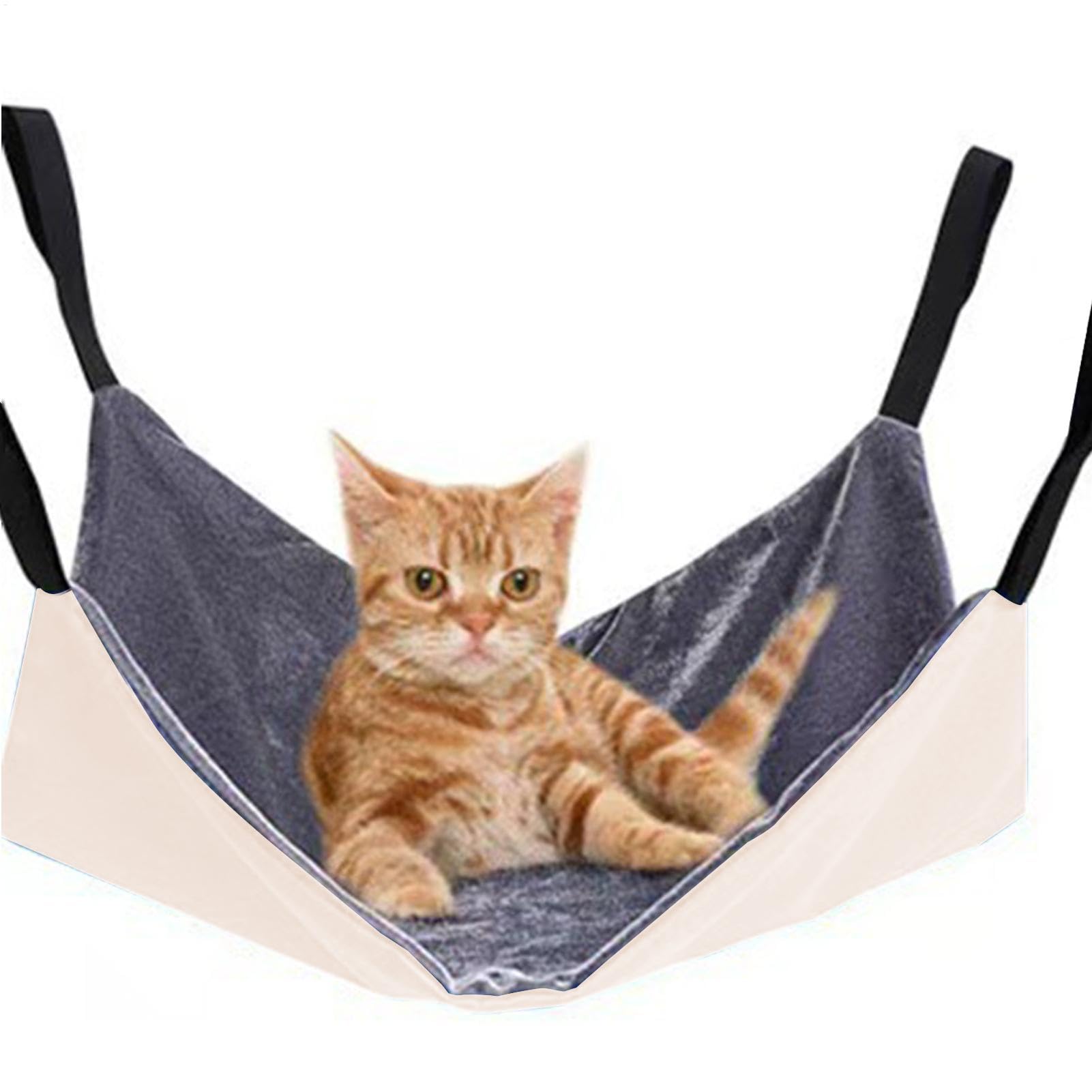 Cat Hammock, Adjustable Soft Swing 15.75x15.75 Inches, Double-Sided Comfortable Sleeping Pad, Breathable Resting Bed, Cage Hanging Accessory for Kittens, Small Pets, Rabbits