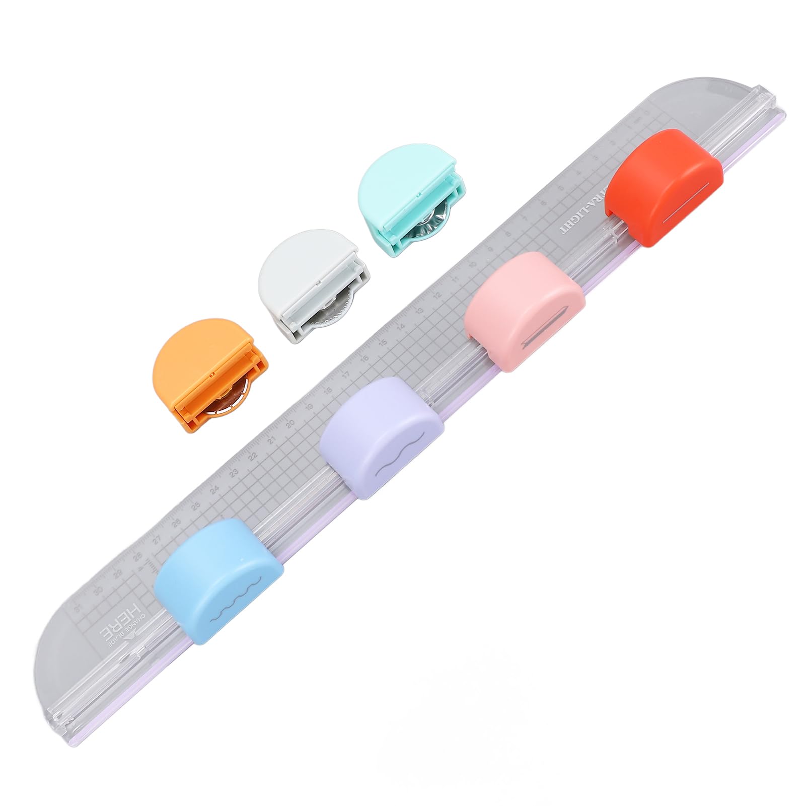 7 in 1 Paper Cutter,Multi Purpose Paper Trimmer Positioning Locating Ruler Design Versatile Trimmer Scrapbook Tool for Straight Dotted Crease Curve Stamping Lace