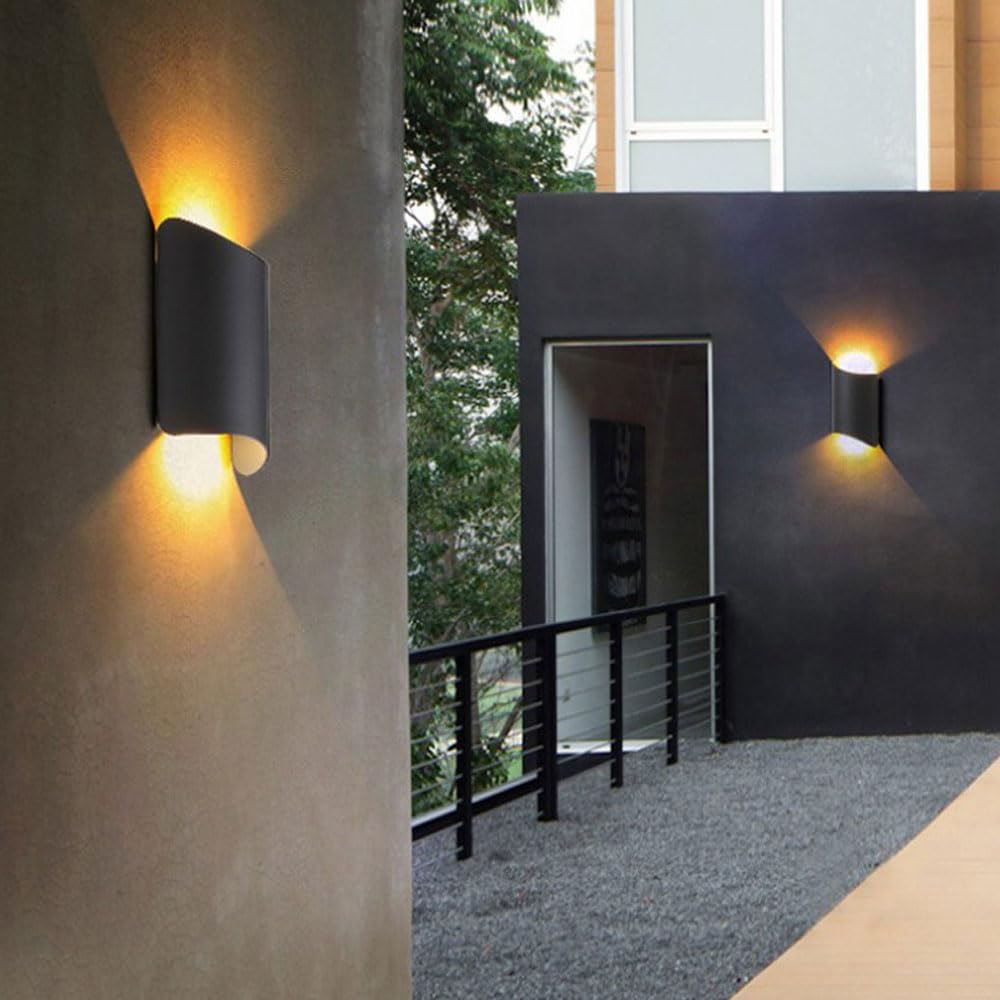 Außenwandleuchten, Moderne Außenwandleuchten aus Aluminium, wasserdicht, 8,7" rechteckige Verandabeleuchtung nach Oben und unten, Beleuchtung für Außenwandmontage, 3000K Warmweiß