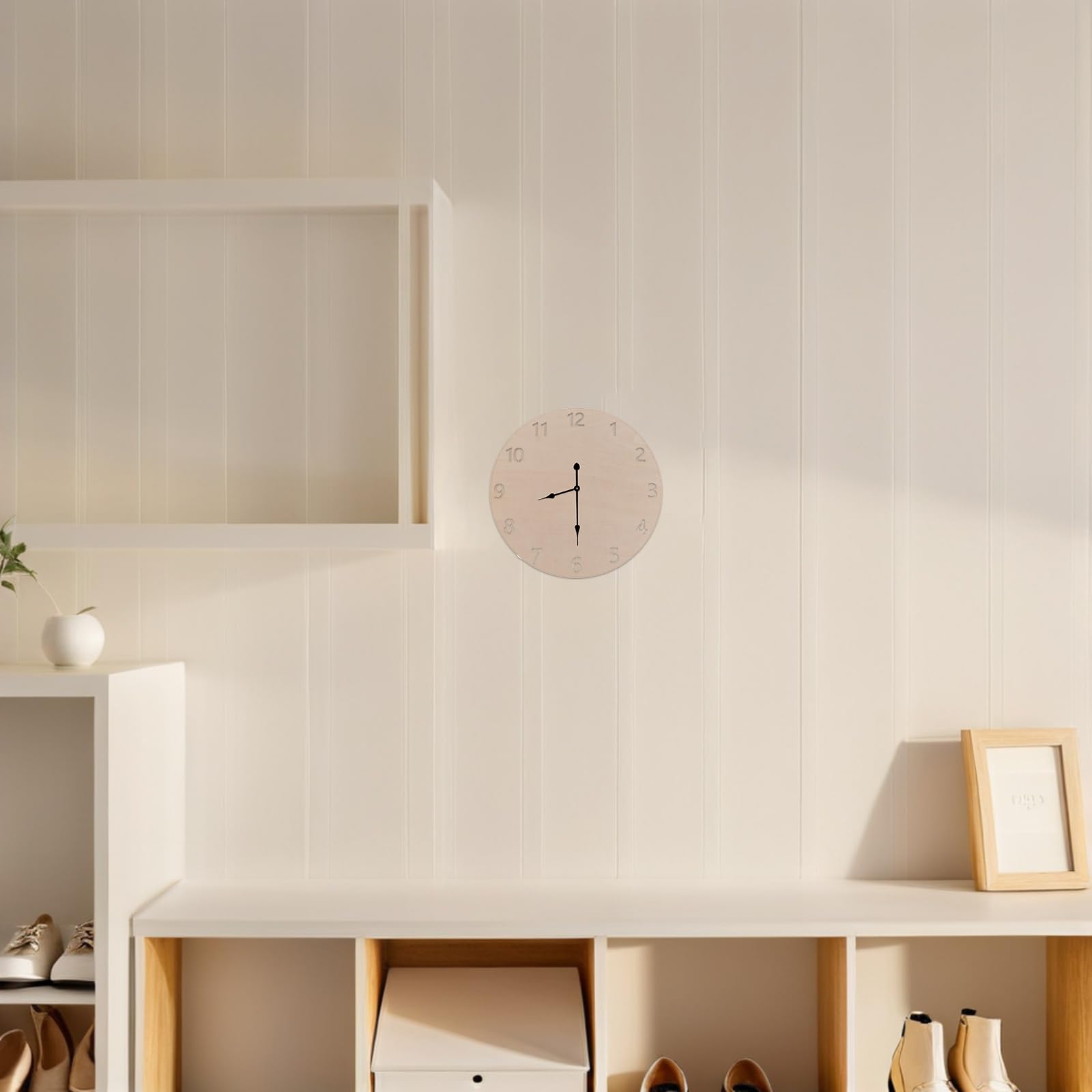 Kit 5 Pezzi Quadranti Orologio in Legno Rotondi per Bricolage, Resistente All'usura, Materiale Naturale Beige, per Progetti di Natale e Decorazioni Fai da Te