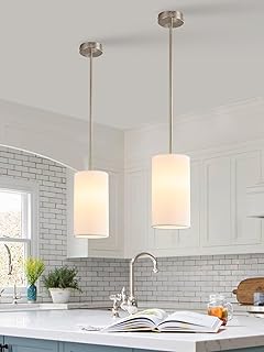 Modern Fabric Pendant Lights Kitchen Island, Mini Brushed Nickel Pendant...