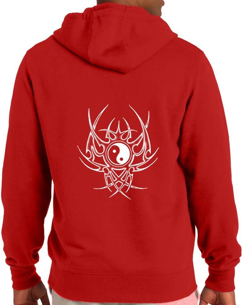 TshirtsXL Big Men's Ying Yang Graphic Hoodie, 3X, Red