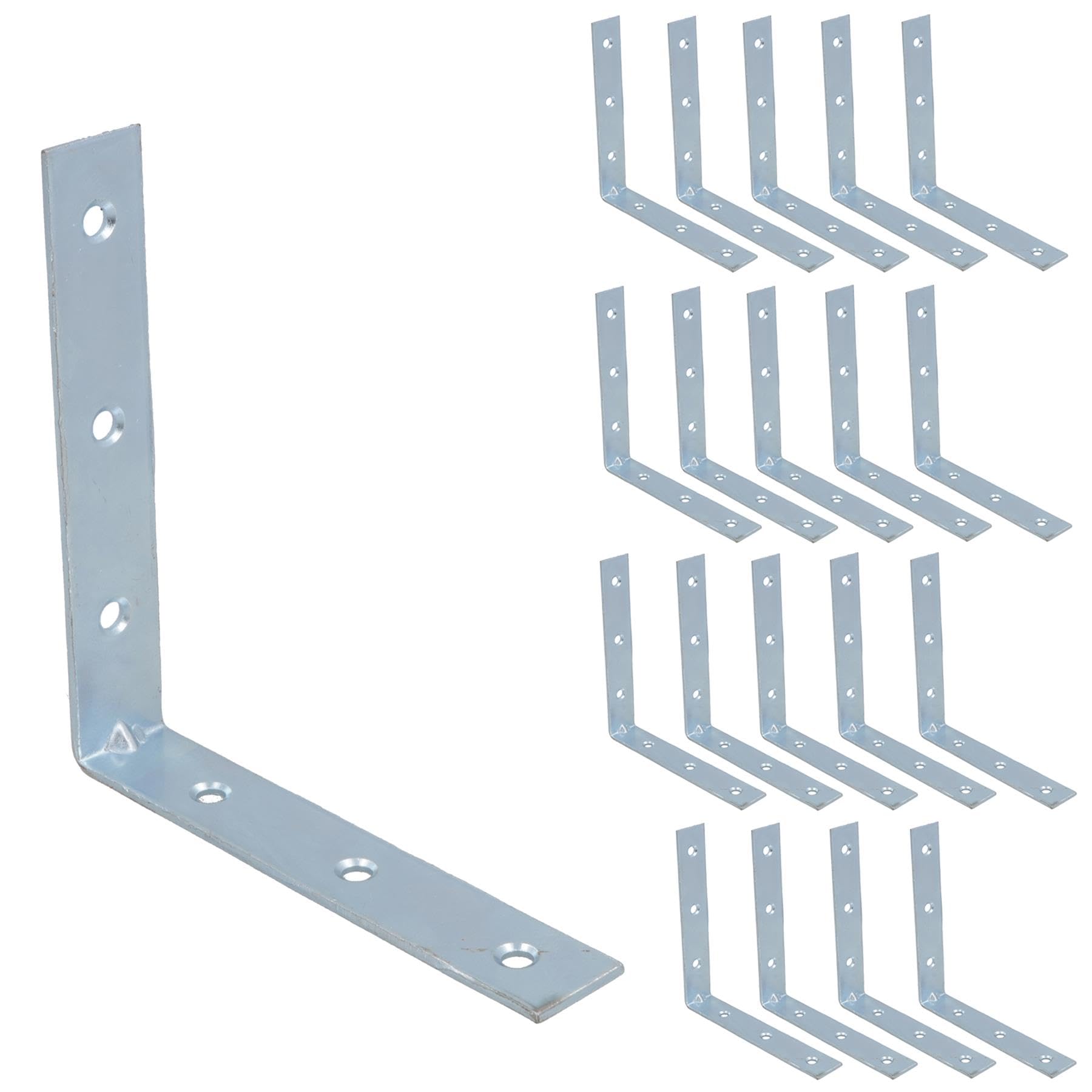 Ab Tools Silver Corner Bracket Fastener Brace Mending Reinforcing Plate 100Mm X 100Mm 20Pc
