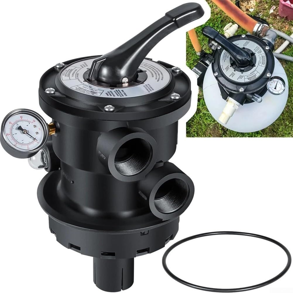 Minhe Válvula multipuerto de repuesto SP0714T de 1.5 pulgadas, montaje superior para filtro de arena Hayward Pro Series, color negro