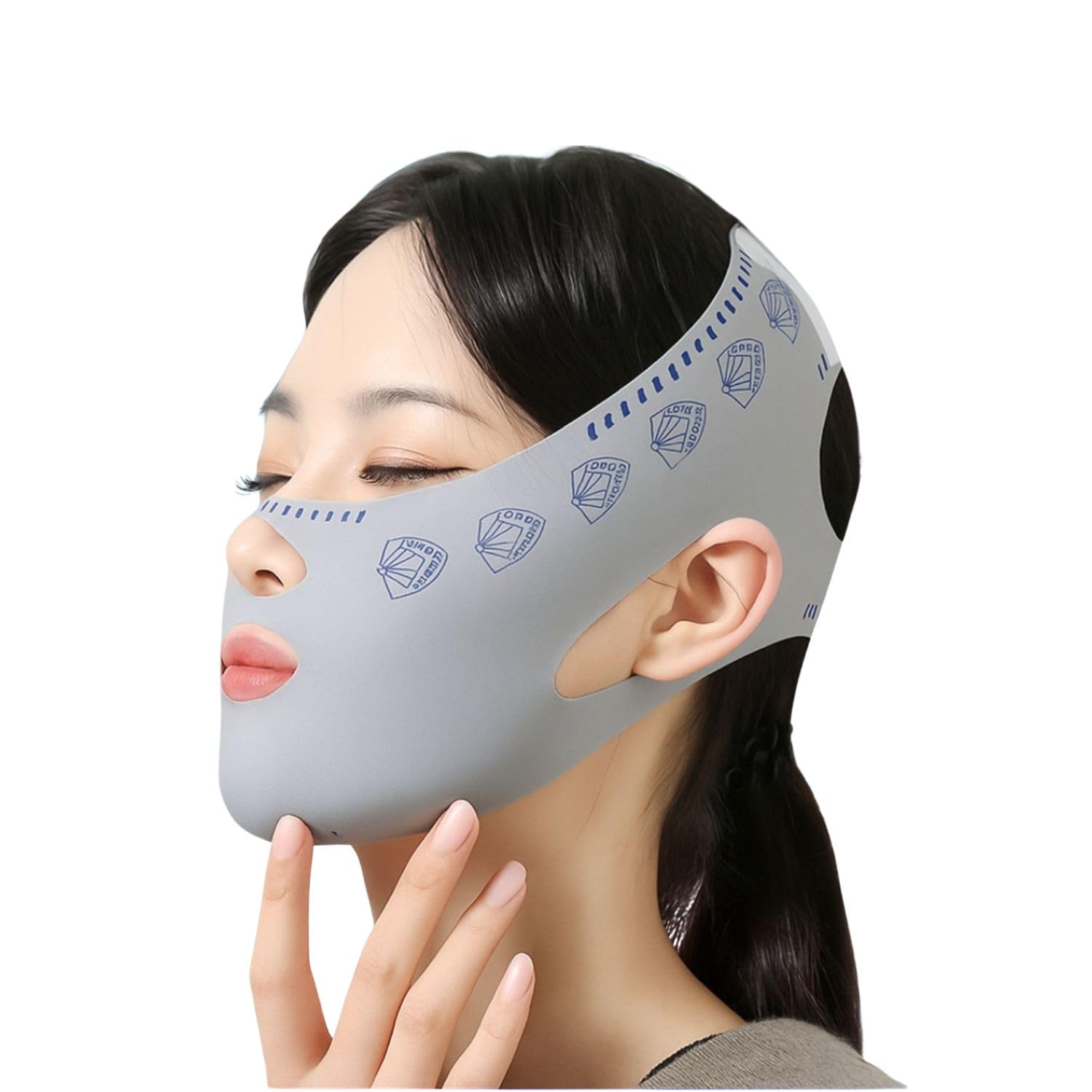 we3 Double Chin Reduction V-Line Lifting Lycra Face Mask for Women Jawline Sculpting Skin Tightening (Grey)-image-16