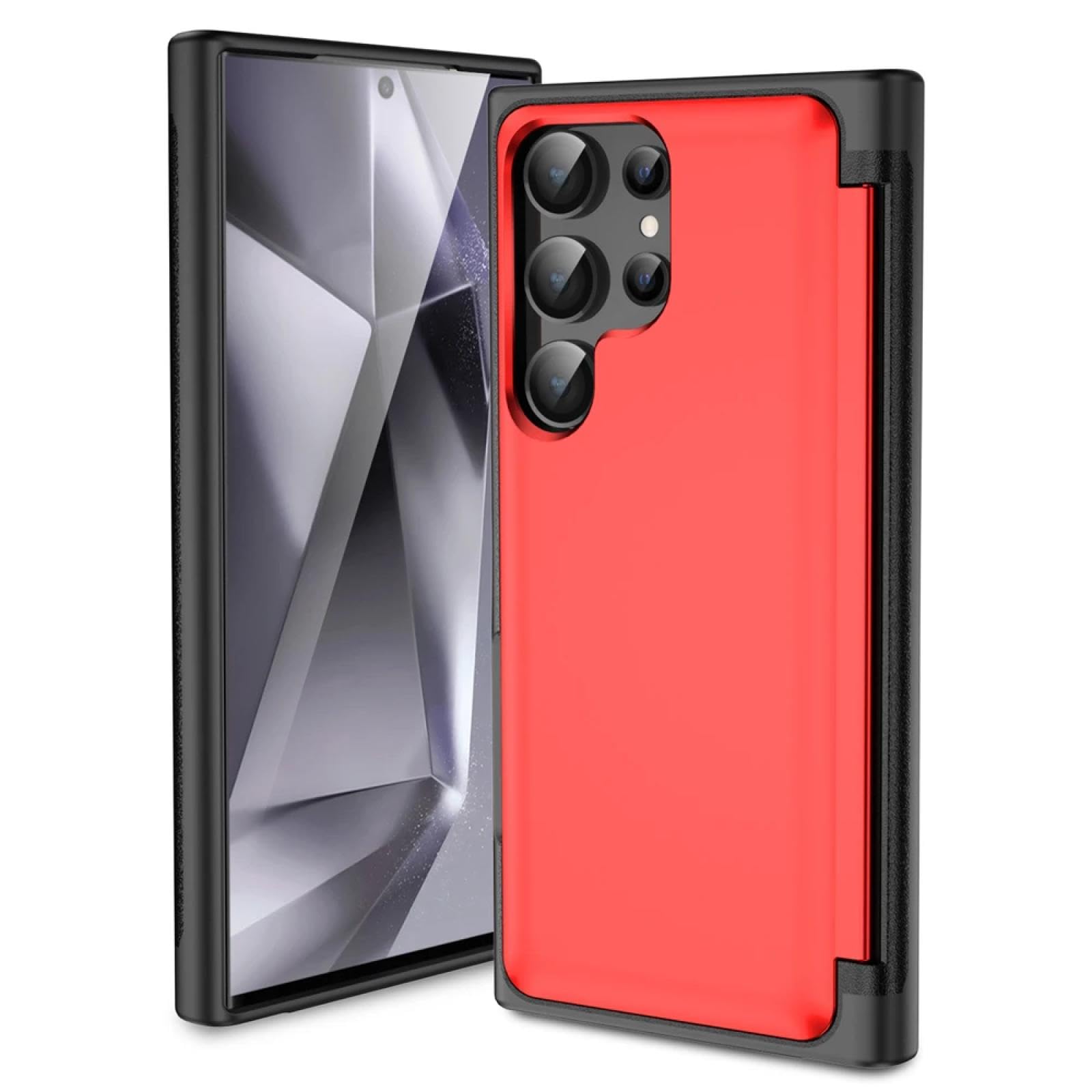 Coque Galaxy S24 Plus rouge antichoc avec support de carte robuste multifonction - 8