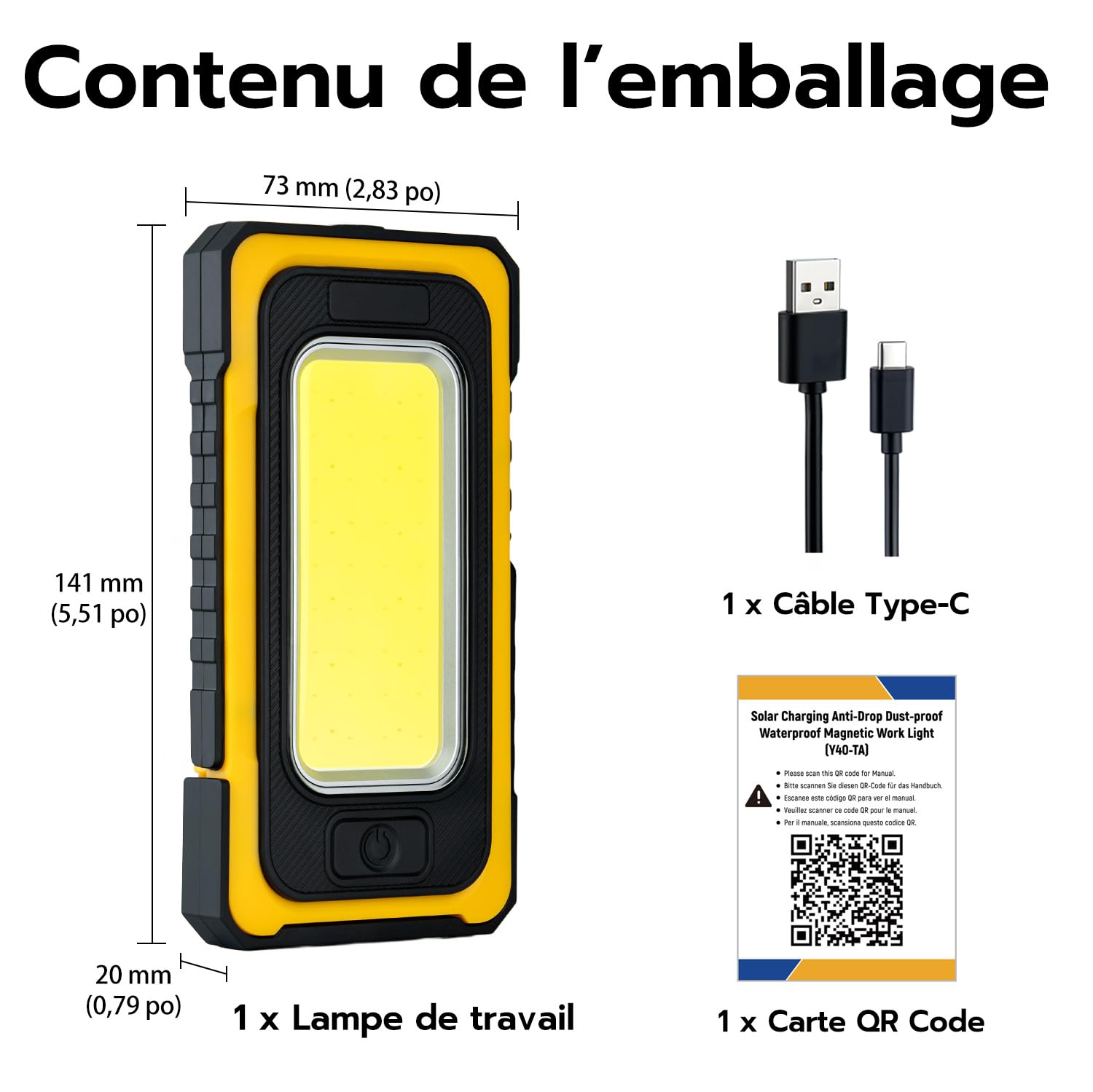 Wigearss Lampe Torche LED Solaire Rechargeable, Lampe de Poche COB Portable avec Crochet et Aimant, Lampes LED Rechargeables pour Urgences, Atelier, Camping