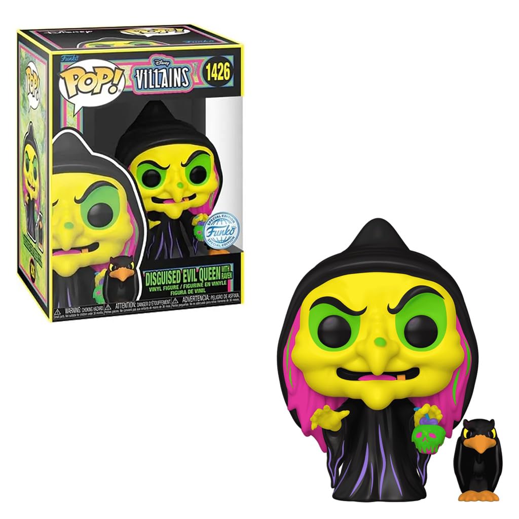 Funko Pop! Disney: Blancanieves - Bruja con Cuervo (BLKLT) (Exc), Figura de Vinilo Coleccionable - 76719