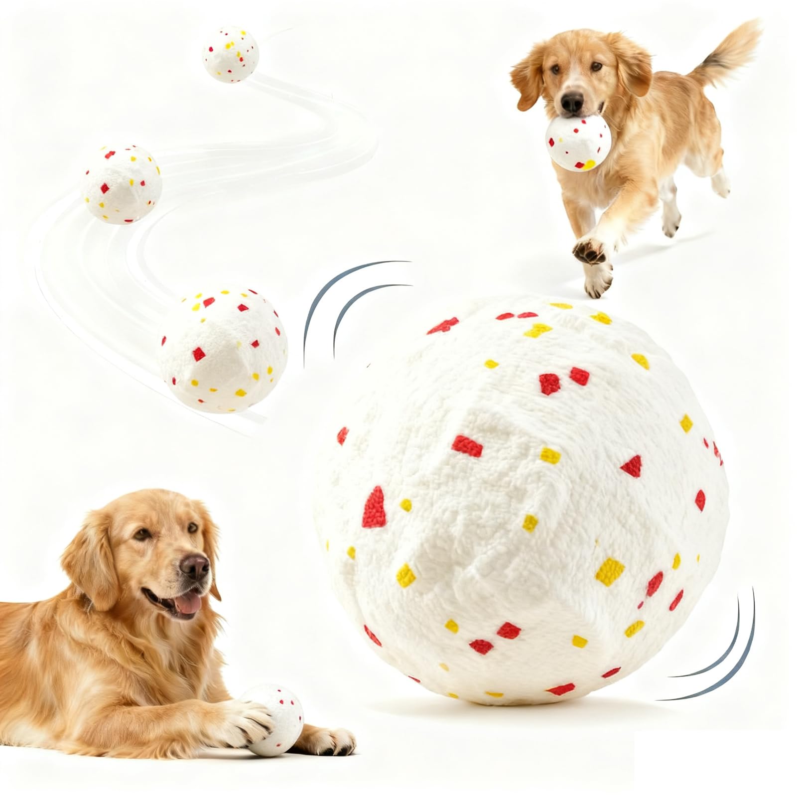 Smart Interactive Dog Toy Automatic Moving Bouncing and Stimulation Interactive Dog Ball Pet-Safe E-TPU Material IP54 Waterproof Rating