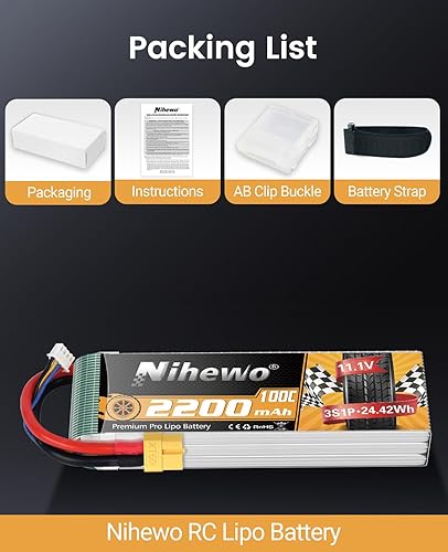 Miniatura 6 de 3S Lipo Battery 2200mAh 11.1V RC Lipo Batería 100C con enchufe XT60 Funda suave para RC Drone FPV Aviones Multi-Motor Quadcopters Autos, Camiones,