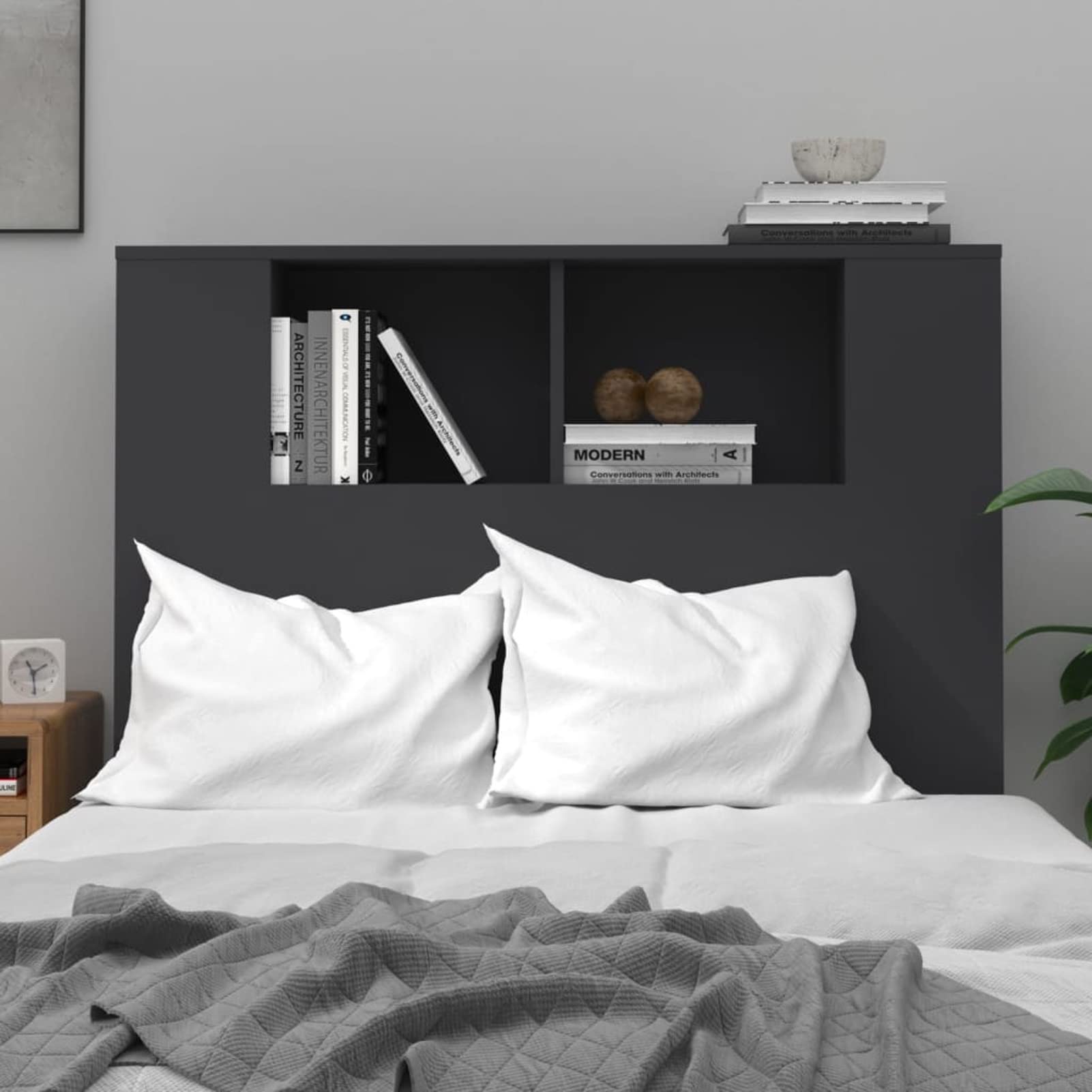 Mueble cabecero, Cabezal De Cama, Cabecera para Cama, Cabezales Dormitorios Modernos, Negro 100x18,5x104,5 cm