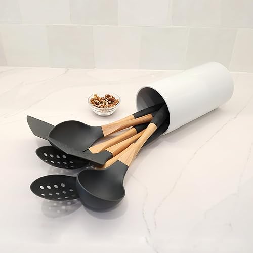 Miniatura 6 de Beille Juego de utensilios de cocina de nailon gris cucharas espátulas cucharón, 5pc