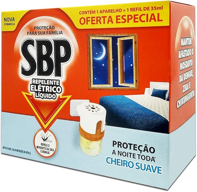 Repelente Elétrico Líquido SBP 45 Noites Cheiro Suave Novo Aparelho + Refil Menor preço em Repelente Elétrico Líquido SBP 45 Noites Cheiro Suave Novo Aparelho + Refil